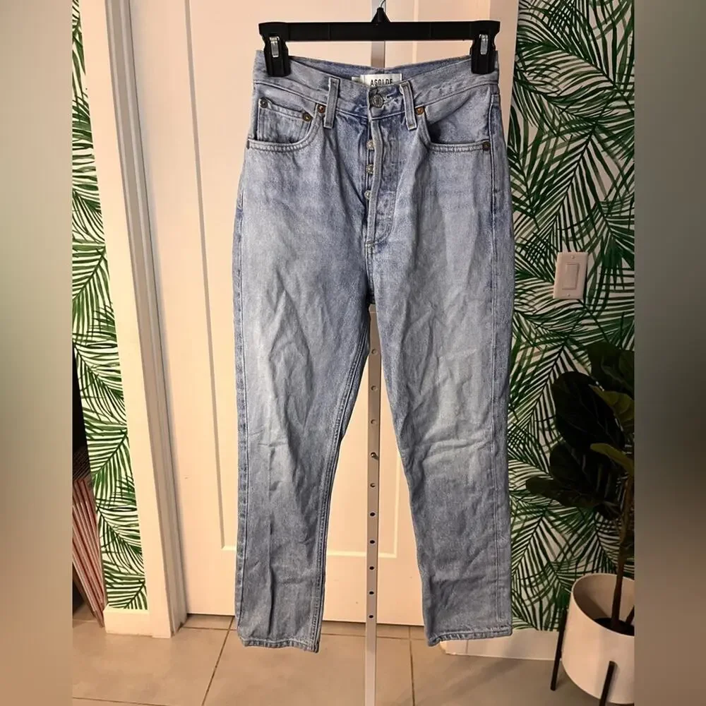 Agolde Riley High Rise Button Fly Jeans Size 23 - Picture 3 of 13